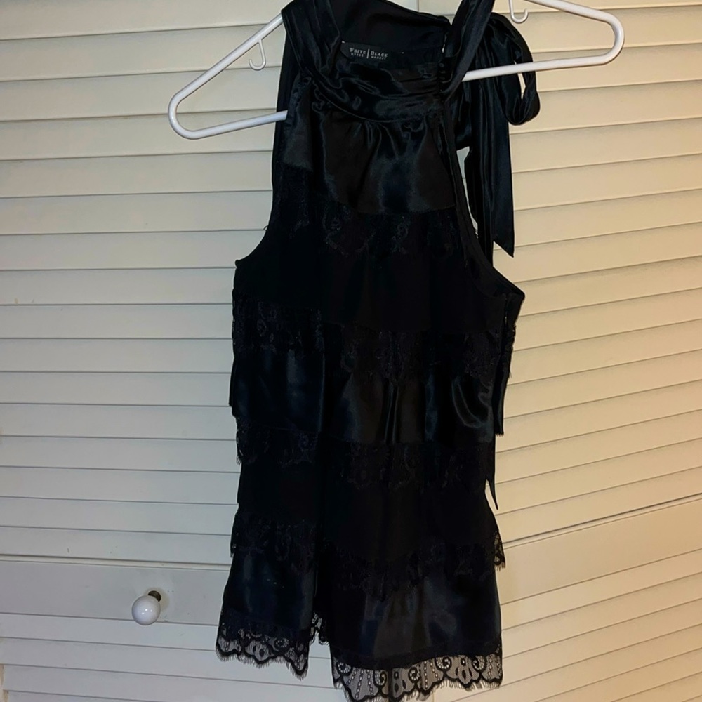 White House Black Market Black dressy sleeveless top‎ w/Lace XS